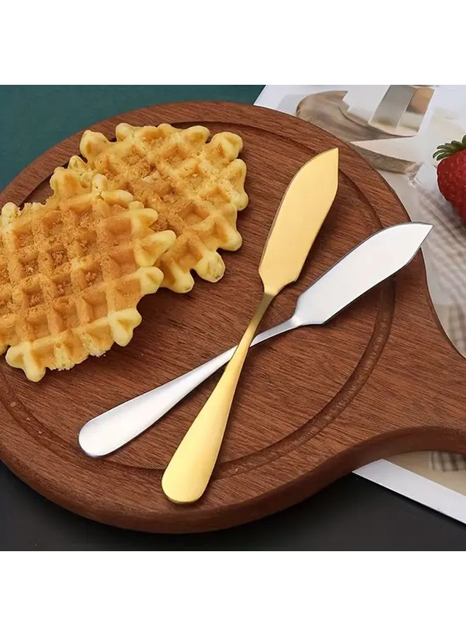 Golden Stainless Steel Butter Knife Set 3PCS Mirror Polished Cheese Spreader Dishwasher Safe - Image 2